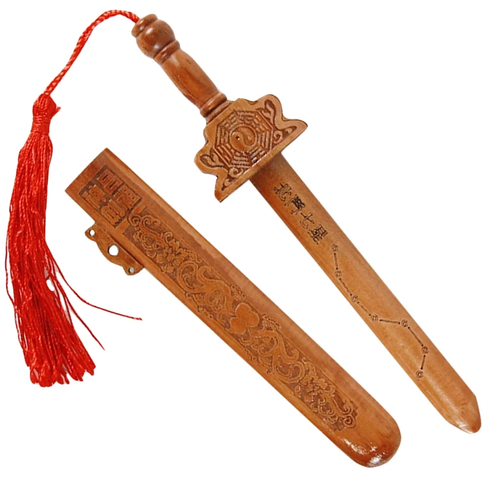 Toy Sword Wooden Pendant Kids Decor Exorcism Ornament Crafts Engraving Handicraft Blessing Child