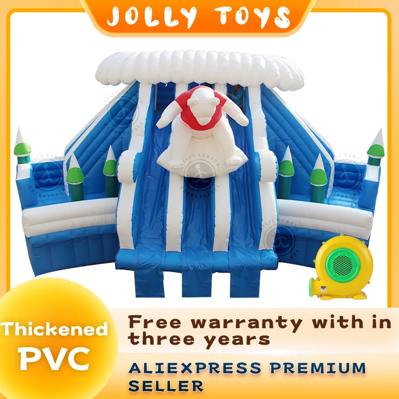 Cute polar bear outdoor slide children's inflatable castle, inflatable large slide castle,