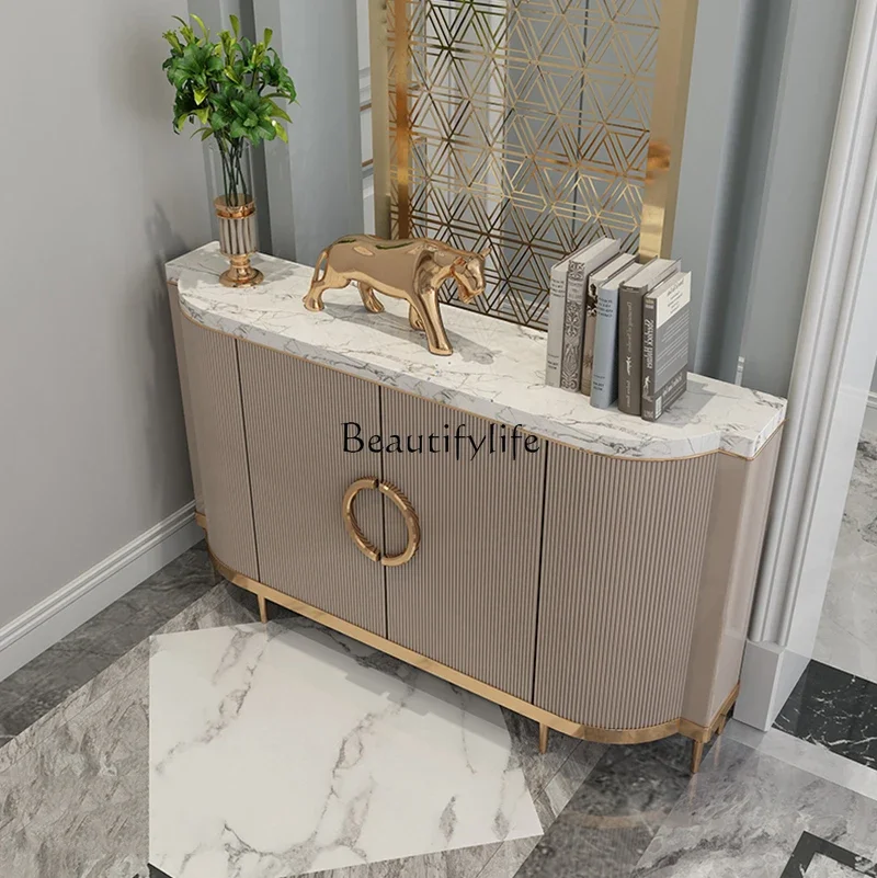 

yj32 American light luxury porch cabinet marble decoration dining side modern living room solid wood locker