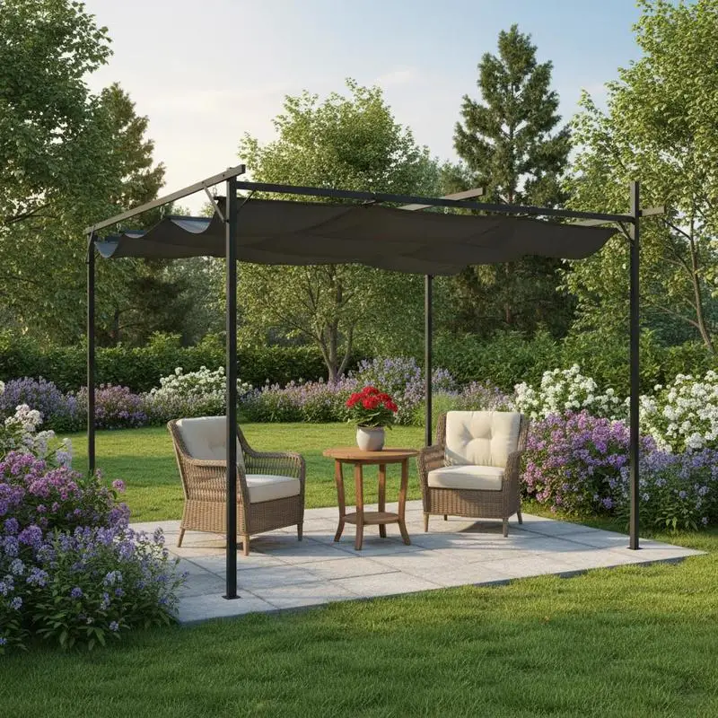 Gazebo de 295x292x230 cm. Estructura robusta, tela de poliéster duradera. Ideal para bodas, fiestas, campamentos y reuniones familiares.