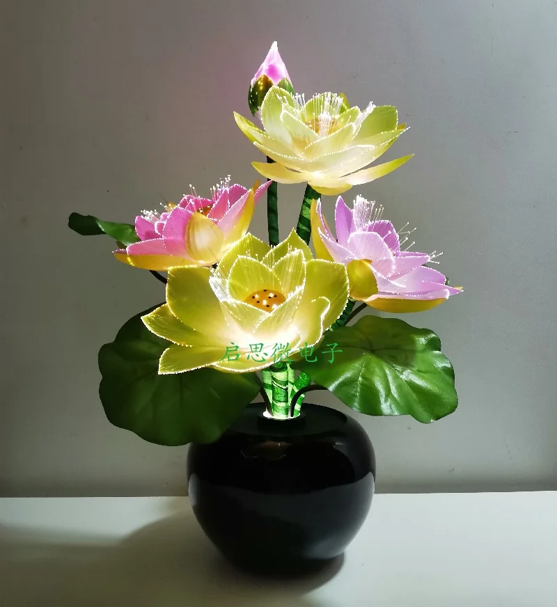 New Led flower lights Lotus light buddha lamp Fo lamp Novelty artistic optical fiber flower