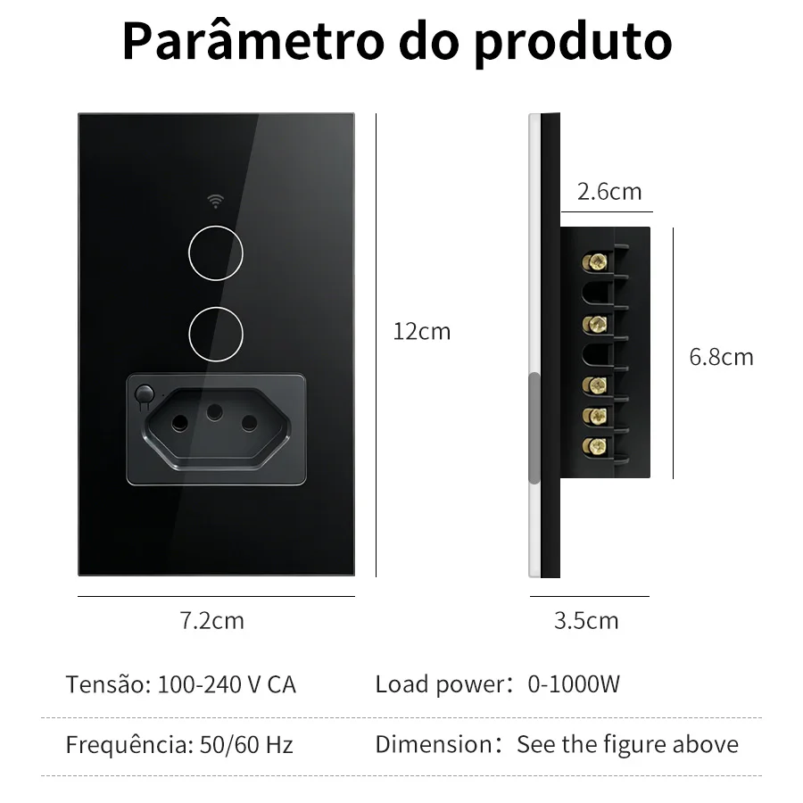 Smart WiFi Switch with Brazil Socket Tuya/Smart Life App Control Touch 1/2Gang Wall Switch Alexa Google Assistant Voice Control