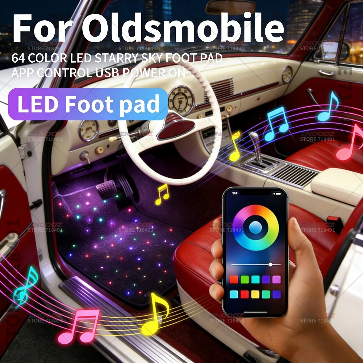 Para Oldsmobile Cruiser Starfire Omega Firenza F-85 ochenta ochenta y noventa ocho USB coche LED cielo estrellado alfombrilla para pies DIY se puede cortar