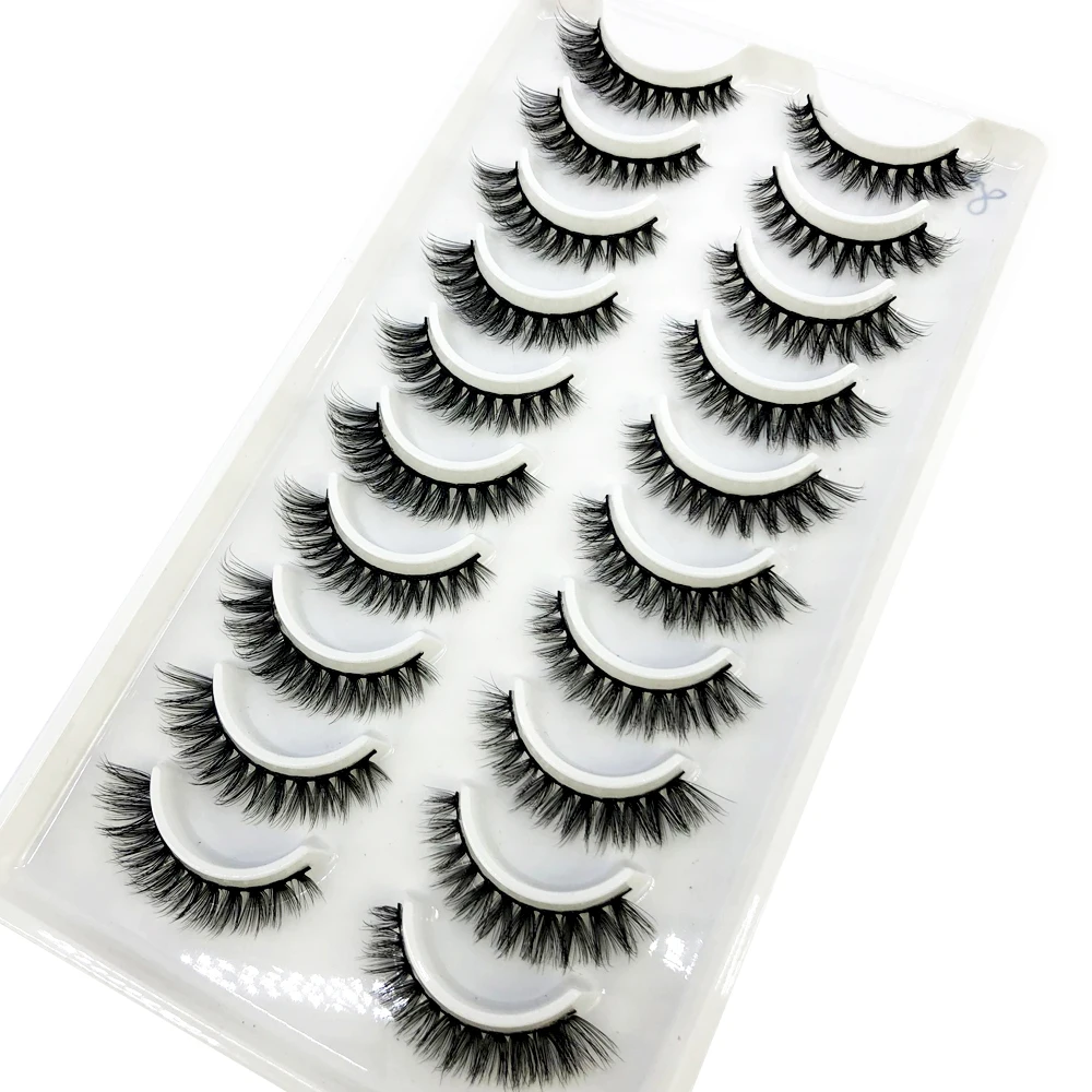 2022 New 10 Pairs 3D Faux Mink Lashes Fluffy Soft Wispy Volume Natural long False Eyelashes Reusable Eyelashs Makeup