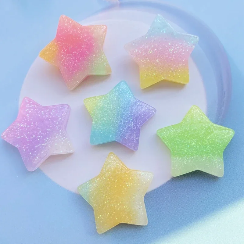 Colorful Resin cute shining stars Flatback Cabochon Scrapbook 10PCS DIY Accessory Decor Figurines Accessories