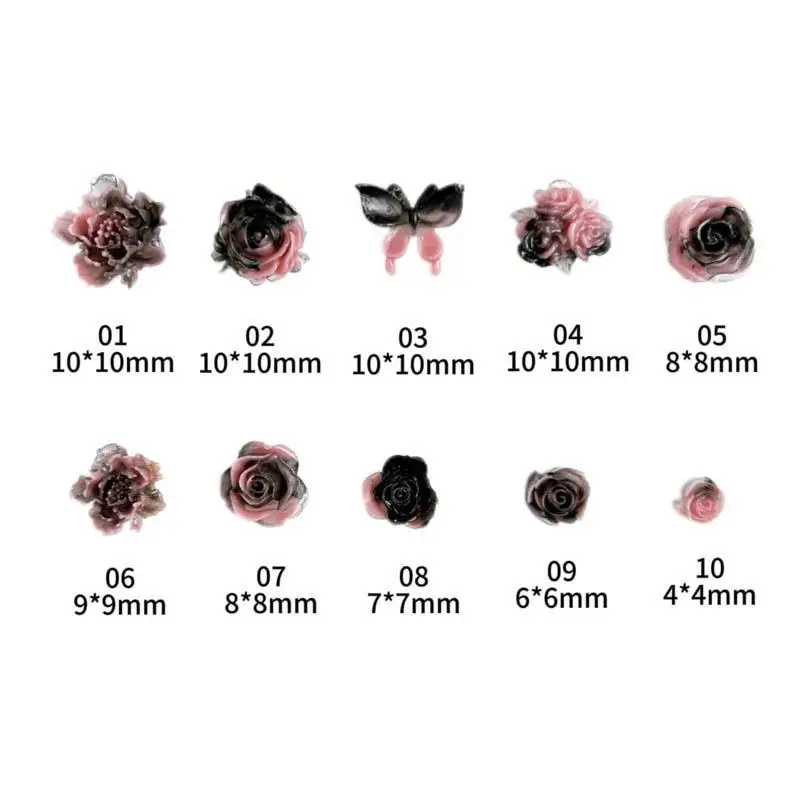 Double Colors Rose Butterfly Nail Charms Luminous Gradient Camellia Flowers Buds Nail Art Decorations Handmade DIY Nail Designs