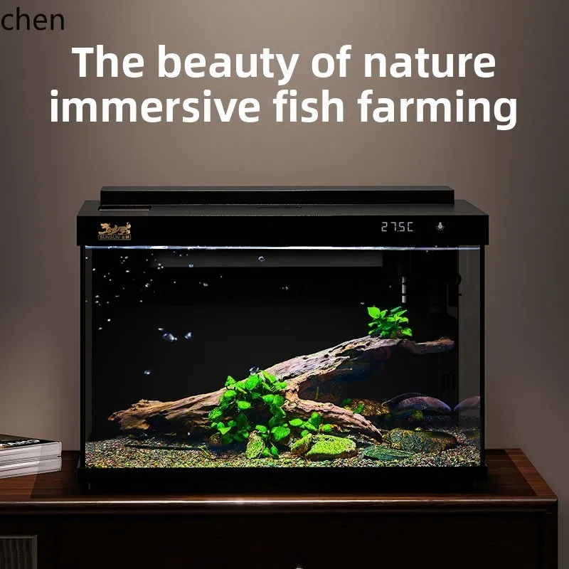 

F1 glass fish tank living room small household aquarium ecological water-free filtration oxygen goldfish tank