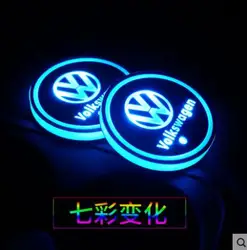 7 Color LED Car Cup Holder Light Luminous Coaster Water Cup Pad For Jetta Golf Beetle CC EOS GTI R32 MK4 golf 4 motion VW