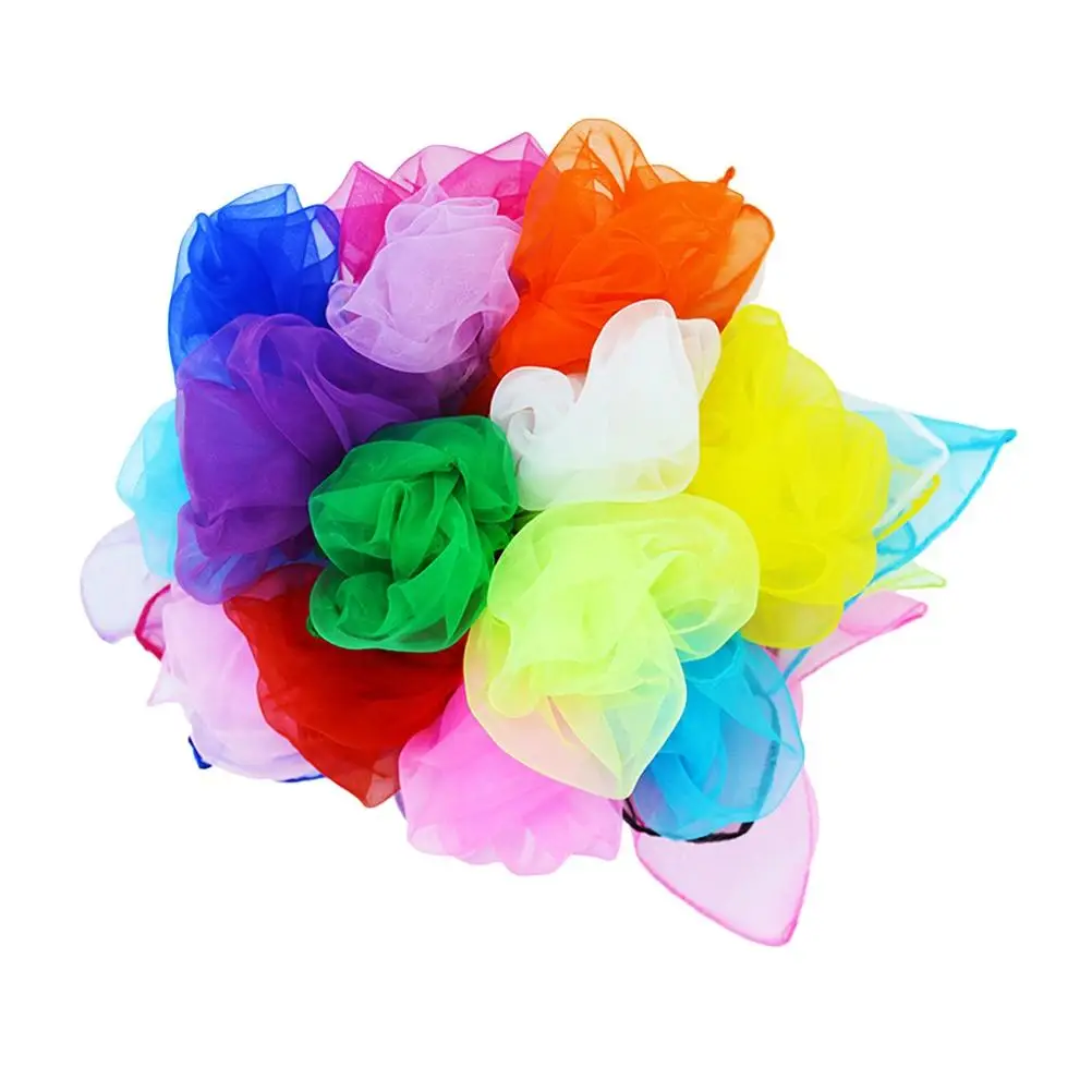 

6 Pcs Random Color Scarves Square Silk Scarf Kindergarten Juggling Tricks Dance Group