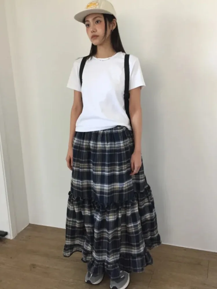 Sweet Girl Fleece Autumn Winter Loose Half Skirt Women's School Style Retro Lace Splicing Color Block  Skirt Street Style