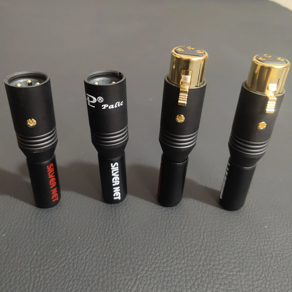 4 Pcs/lot Original Pailiccs HiFi 24K Gold Plated 3 pin XLR balance Plug Male Female Connector DIY Audio plug microphone Adapter