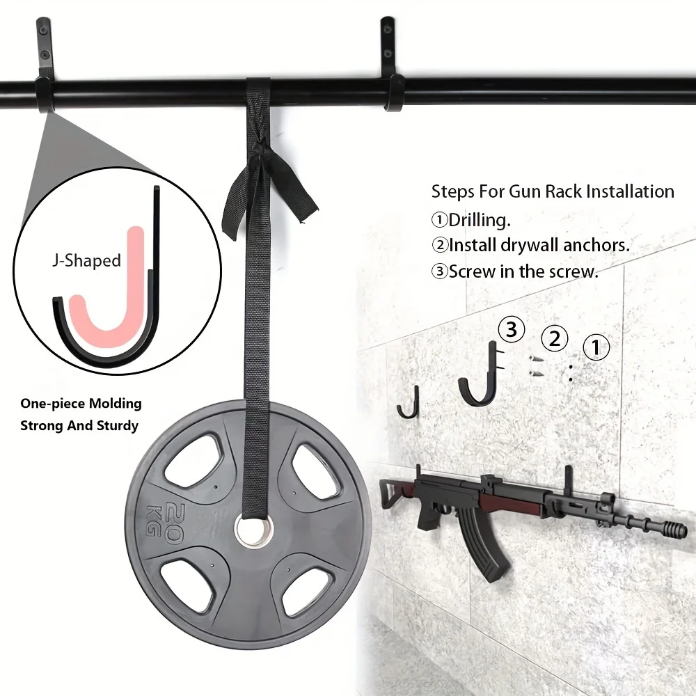 Portapistole per fucili, ganci per fucili, ganci per montaggio a parete, per qualsiasi fucili, fucile, tiro con l'arco, arco con imbottitura morbida e pesante