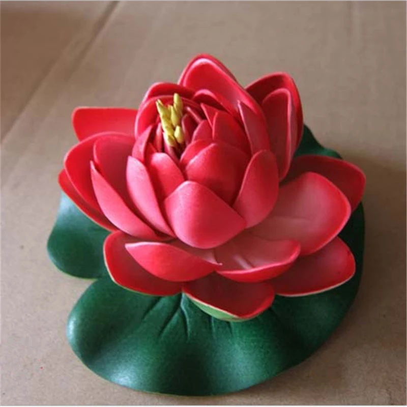 5Pcs 10cm Small Artificial Flowers Lotus Water Lily Bud Type Pond Plant Pool Decor Fish Tank Aquarium