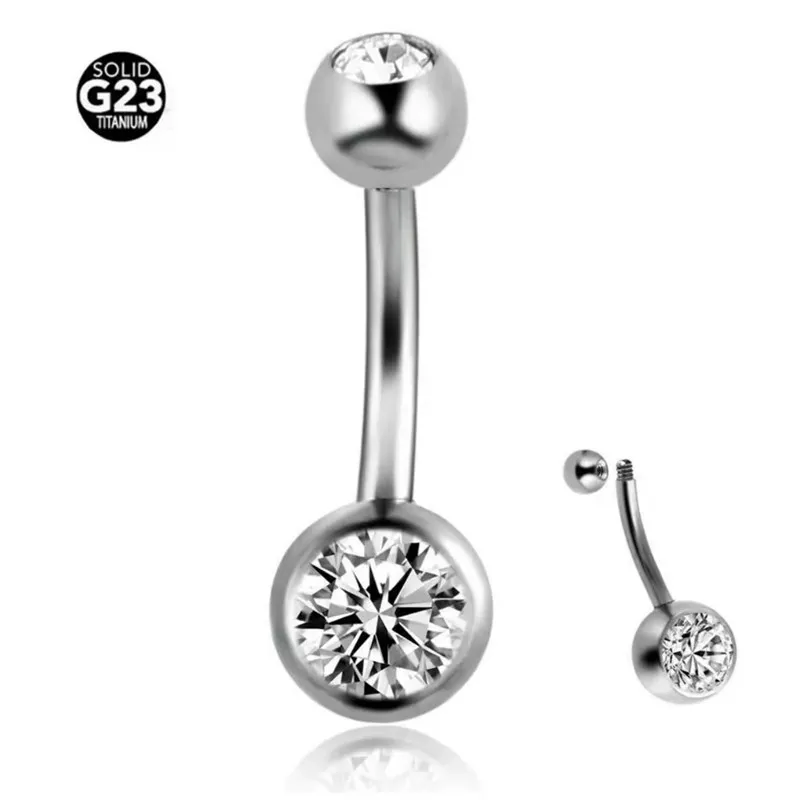 

30PCS Body Jewelry-G23 Implant Grade Titanium Double Crystal Navel Barbell Belly Button Navel Piercing 14G Body Piercing Jewelry