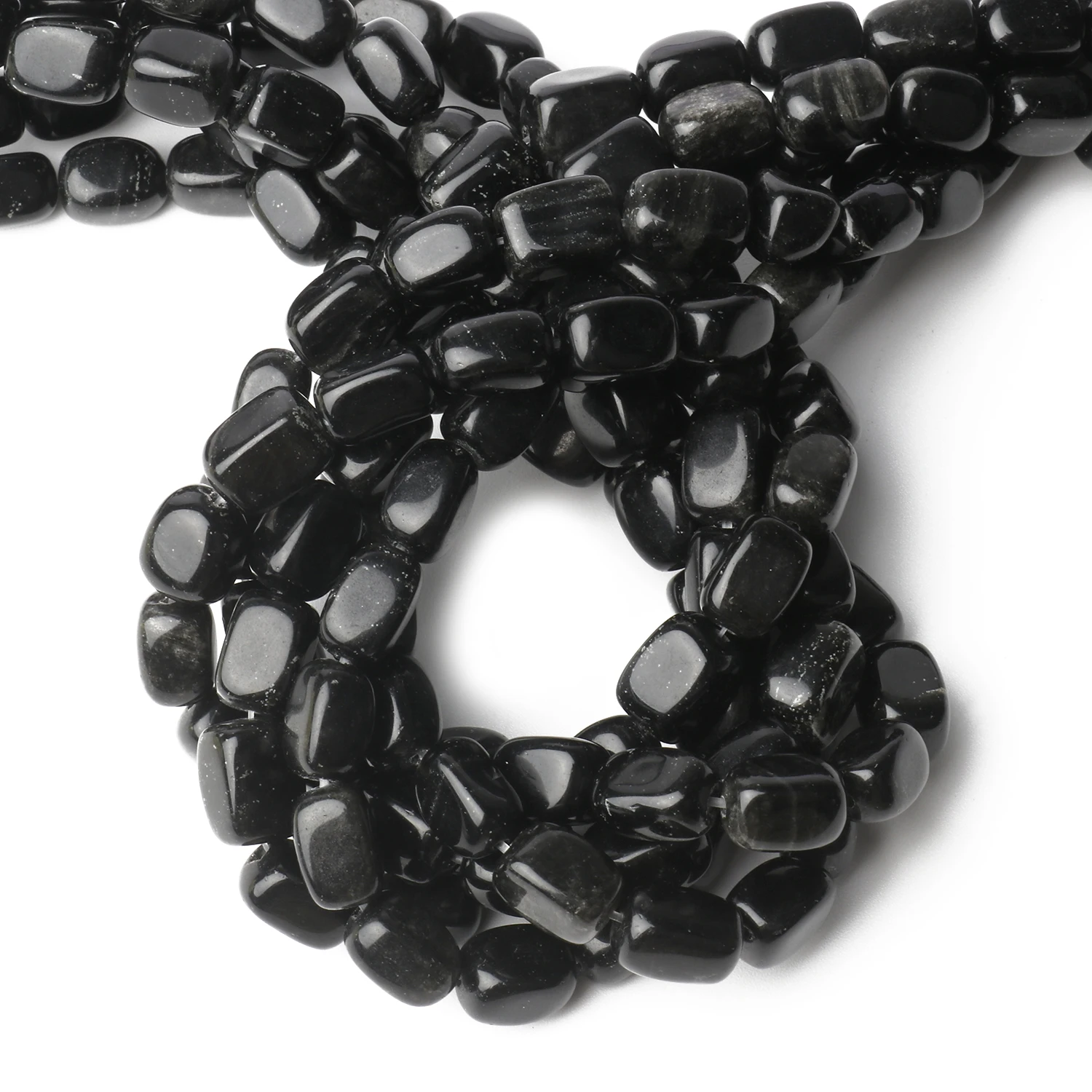 Natural Stone Square Black Obsidian Beads Tube Shape Loose Beads For Jewelry Making DIY Bracelet Necklace Findings 8x12mm 15Inch