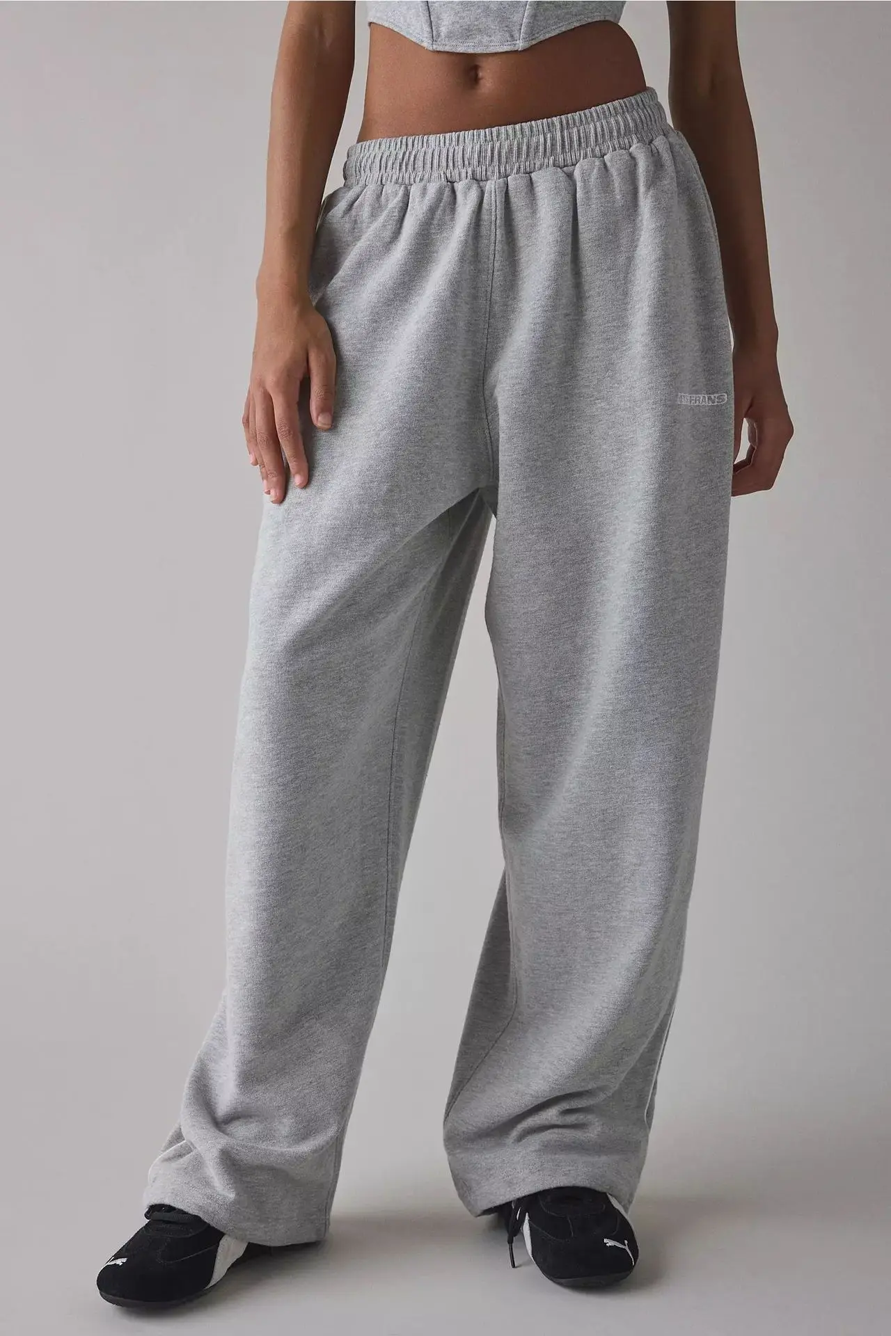 Pantalon de sport rose Y2k pour femmes, Baggy avec lettres brodées, gris, décontracté, jambes larges, basique, droit, rayé, survêtement