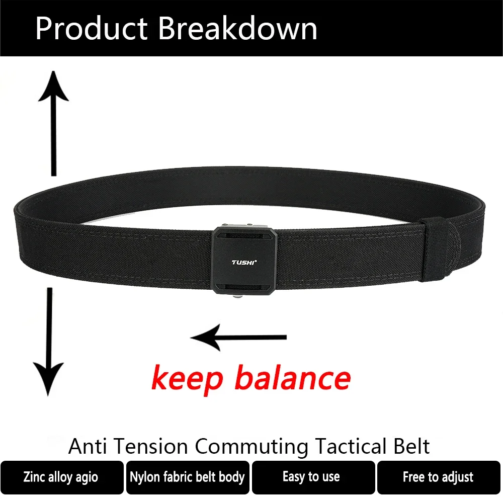 TUSHI Brand 3.8 Double Layer Thickened Tactical Belt CS Multifunctional Automatic Buckle Upgraded Version Gun Hanging Nylon Belt