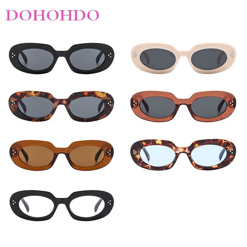 الرجعية الصغيرة البيضاوي العصرية الأرز مسمار تزيين النساء النظارات الشمسية العلامة التجارية تصميم الرجال مكبرة في الهواء الطلق الظل محرك السفر نظارات UV400 #6