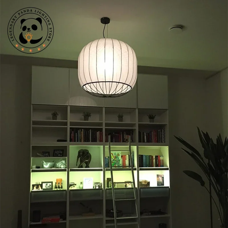 Lampu gantung minimalis Modern lampu gantung kain unik seni lentera Luminaria kamar tidur ruang tamu belajar Glitter dekorasi Hotel lampu gantung