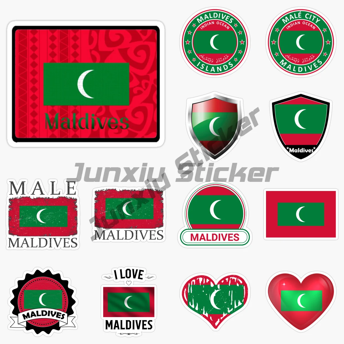 

The Republic of Maldives Flag Emblem Car Stickers Vinyl Self Adhesive Decal Motorcycle Car External Decorative Decals