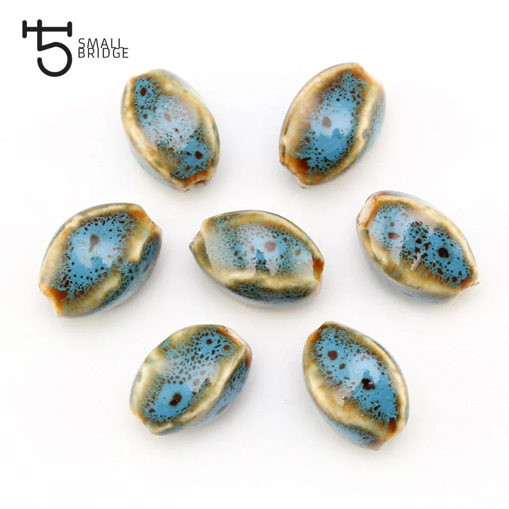 15mm 10pcs Flower Glaze Ceramic Porcelain Beads Jewelry Accessories Diy Bracelet Wholesale Beads For Jewelry Making T101
