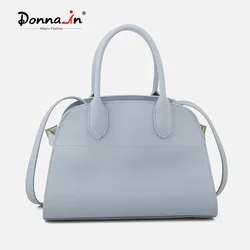 Donna-in Genuine Leather Women Handbag Natural Full Grain Cowhide Large Capacity Casual Tote Bag Solid Fashion Commute