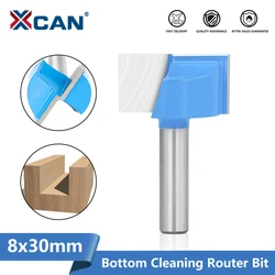 XCAN 8x30mm Cleaning Bottom Router Bits Carbide Cutters for Woodworking Surface Planing Wood Router Milling Cutter