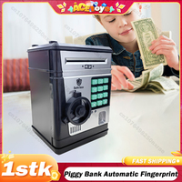 Electronic Piggy Bank Automatic Fingerprint Password ATM Mini Safe Coins Cash Saving Money Box Counter Code Key Lock Bank Gift