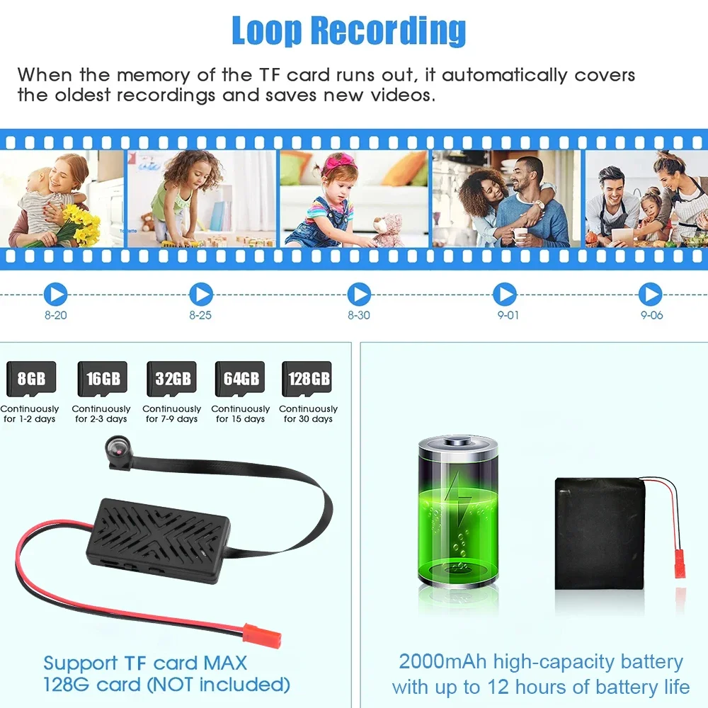 1080P HD Mini Camera DIY Module Video Recorder Motion Detection WiFi Camera Security P2P Wireless Camcorder Support Remote View