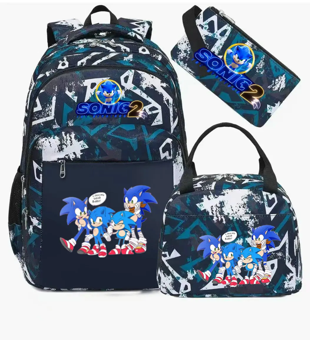 Anime Sonice Backpack 3pcs Women Men Backpack Travel Bag Schoolbag for Teens Girl Boys Laptop Mochila