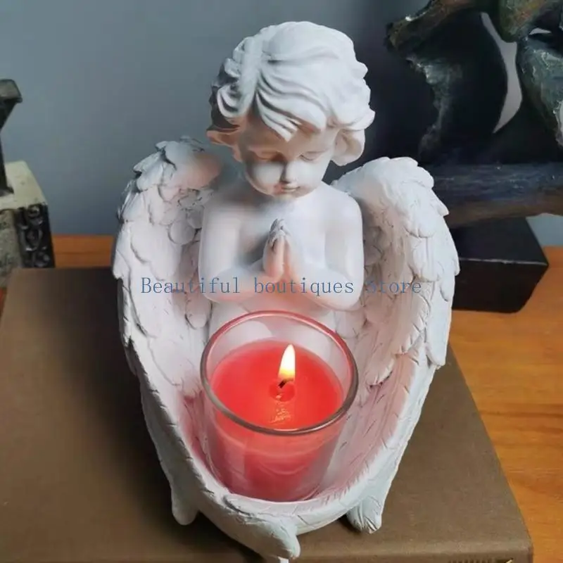 

U4LF Versatile Silicone DIY Moulds Holder Mold Angel Boy Shaped Candlestick Molds Silicone Mould for DIY Holder