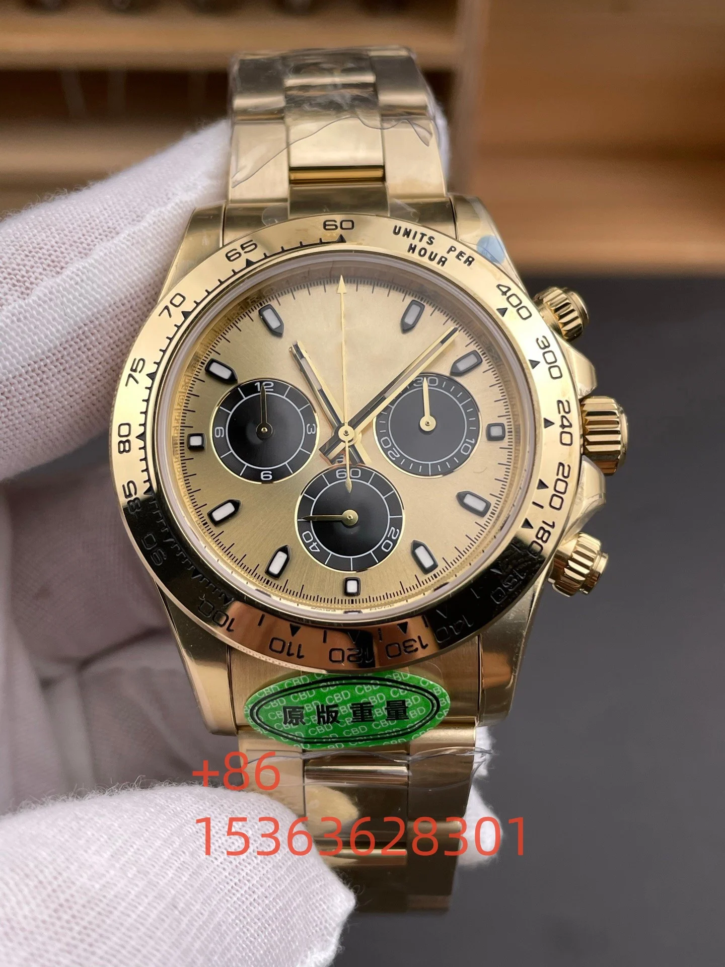 

Men's 4132 Automatic Movement Gold Watch Color Diamond bezel Dial Sapphire Mirror Waterproof Watch