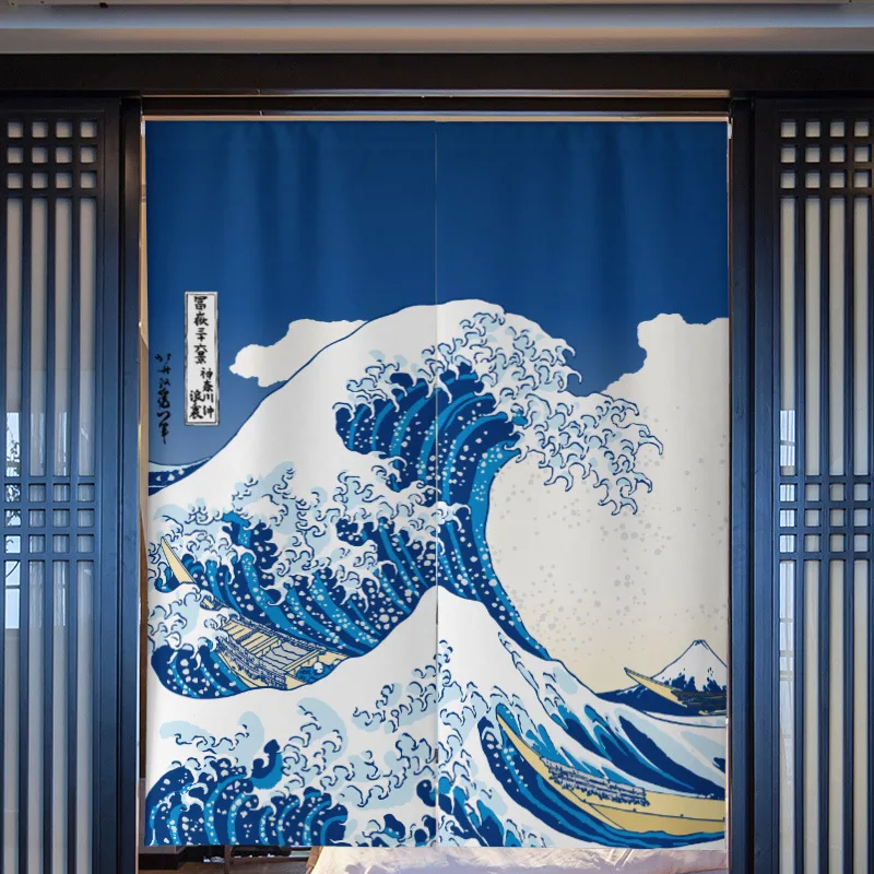 Japanese Ukiyo-e Door Curtain Mount Fuji Partition Curtain Kitchen Bedroom Toilet Half Curtain Feng Shui Curtain Noren