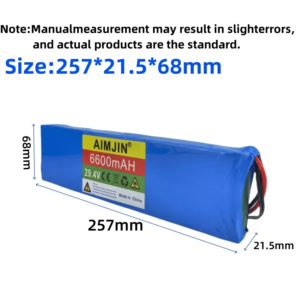 7s2p 29.4V 6600mAH rechargeable lithium-ion battery  built-in BMS+charger