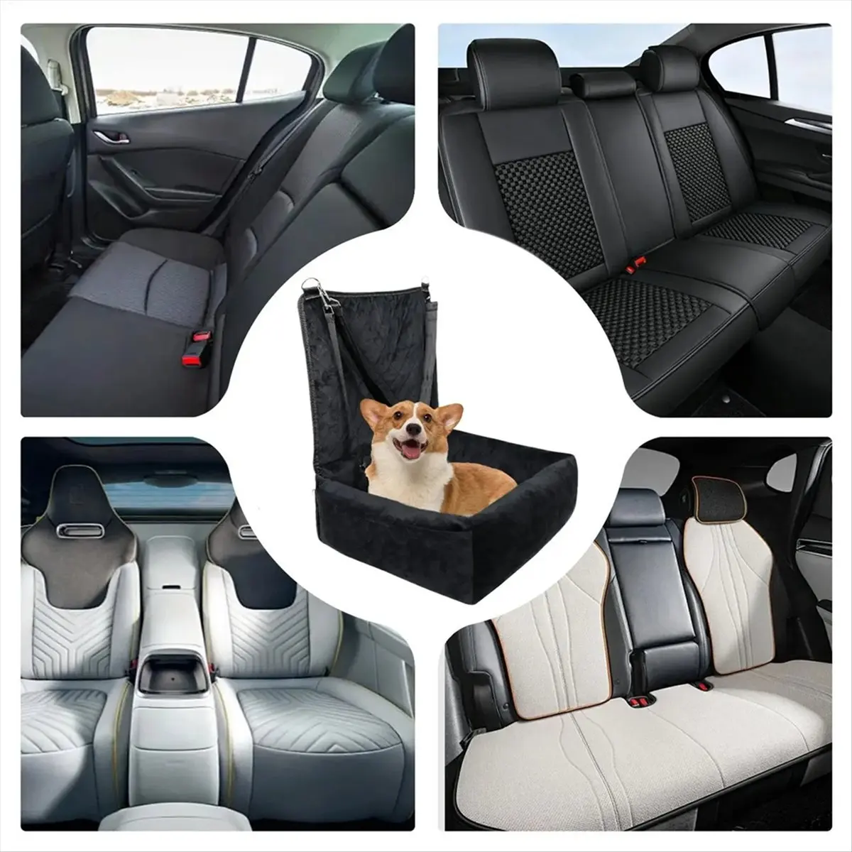 

Автокресло для домашних животных Сиденье для домашних животных с 2 боковыми карманами Автомобильная подушка для щенка для автомобиля RV SUV Грузовик Переднее и заднее сиденье для путешествий A