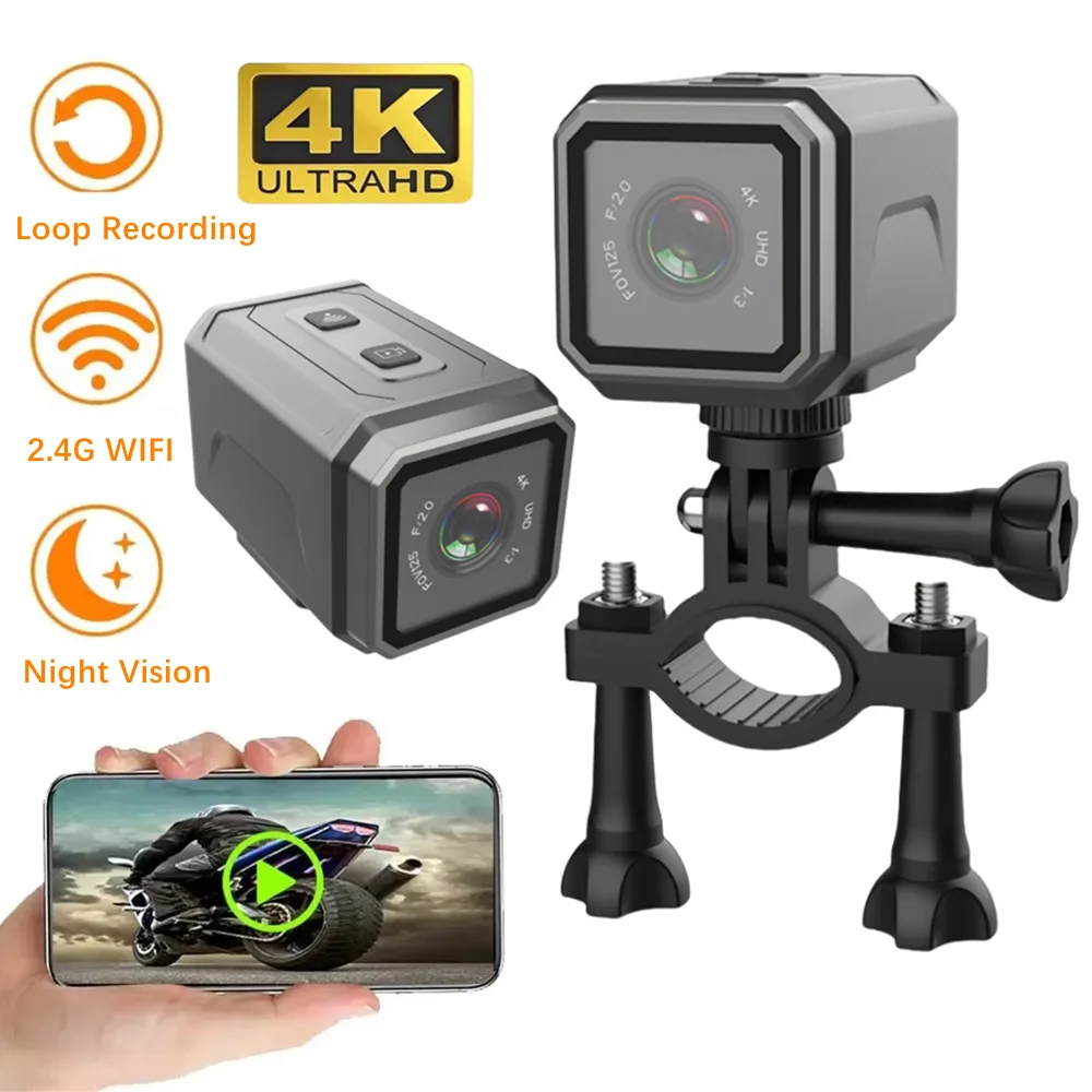 

4K Ultra HD Action Camera Motorcycle Bike Helmet Camera WiFi Waterproof Outdoor Sports DV Driving Recorder Dash Cam for Bicycle