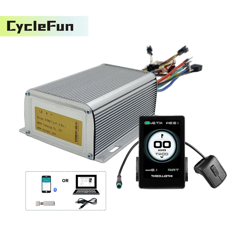 500W-1000W Sabvoton SVMC7245-H No.2 Protocol 48V-72V Sine Wave BLDC Controller with 860C Display For Electric Scooter Dirt Bike