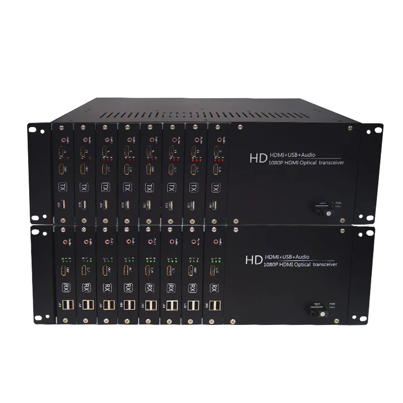 

1080P 8-канальный преобразователь в оптоволоконный с аудиоконтурным выходом KVM