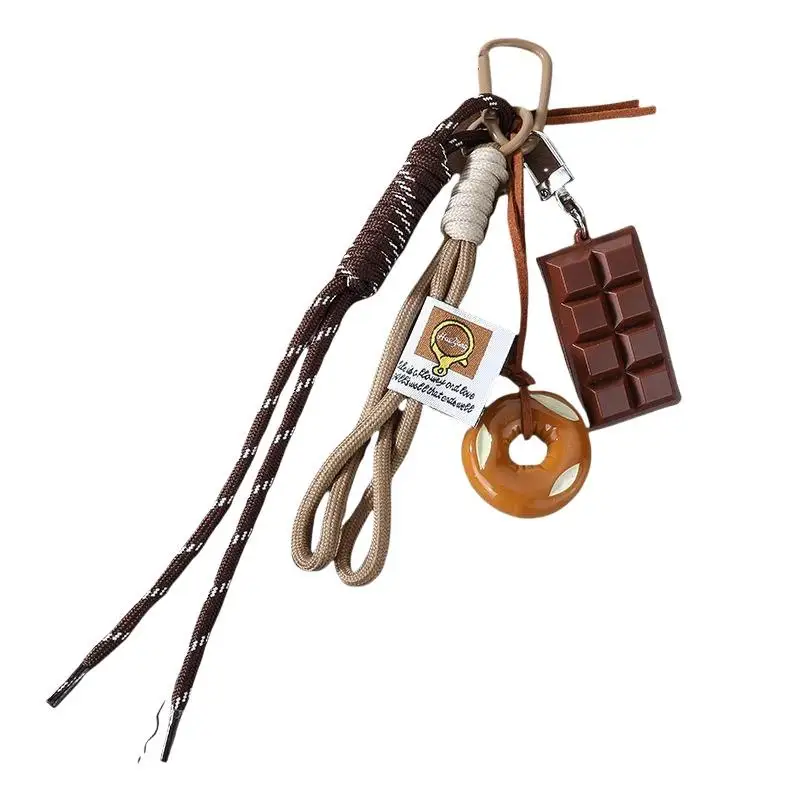Niedlicher Schlüsselanhänger in Form von Cartoon-Lebensmitteln mit geflochtenem Seil und robustem Karabiner, perfekt zur Rucksackdekoration und für den täglichen Gebrauch. – Detail 1
