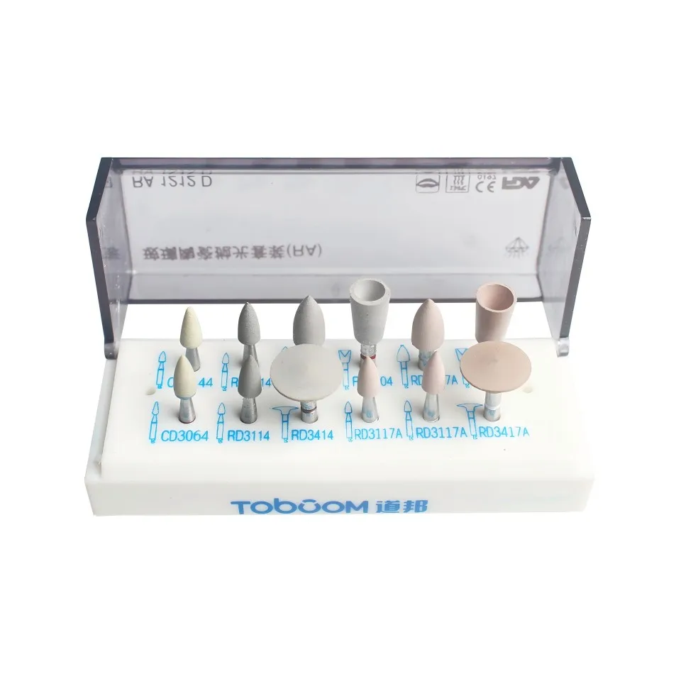 Toboom Glass Ceramic Polishing Kit RA Shank Dental Intraoral Polisher for Veneer Inlay Crown Finishing Lithium Disilicate