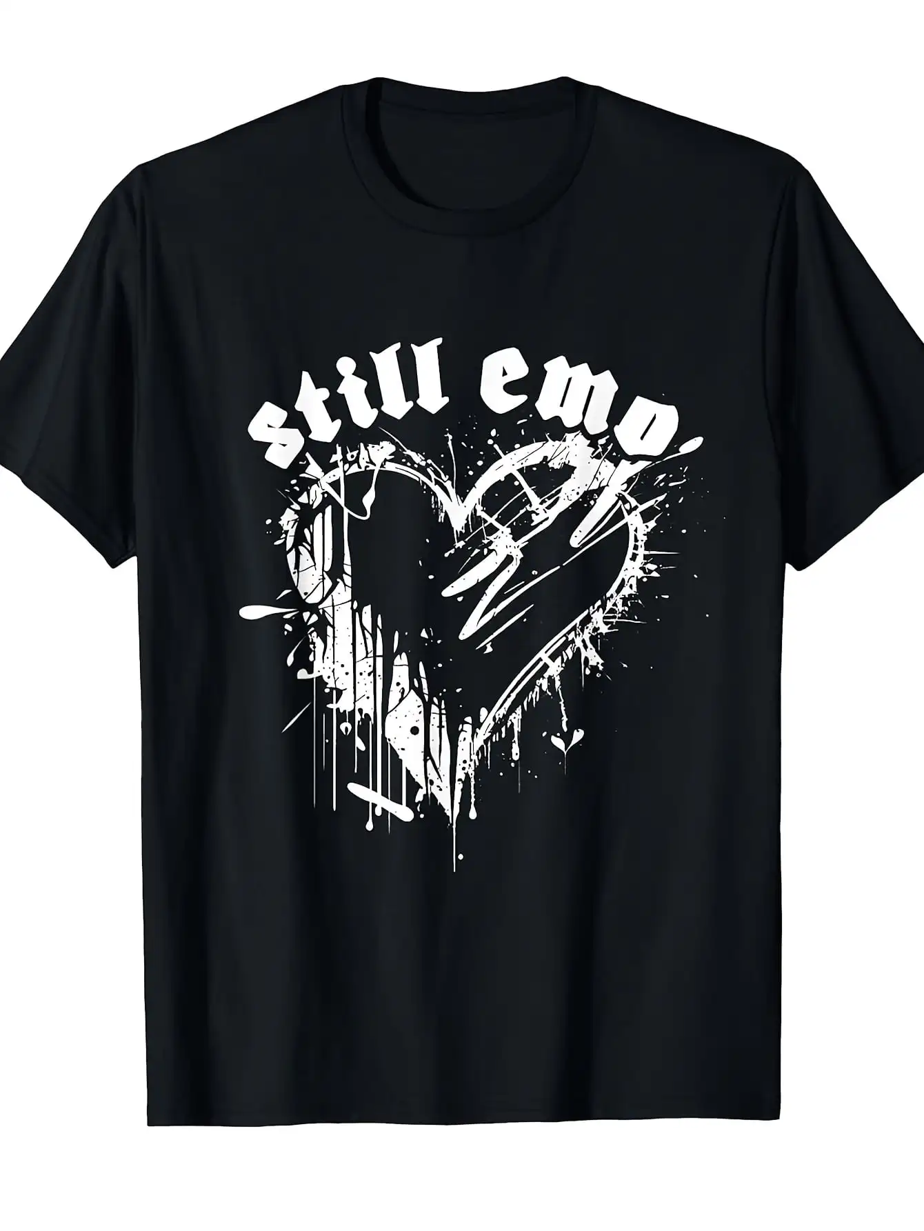 Men's Grunge Gothic Splatter Still Emo Heart T-Shirt