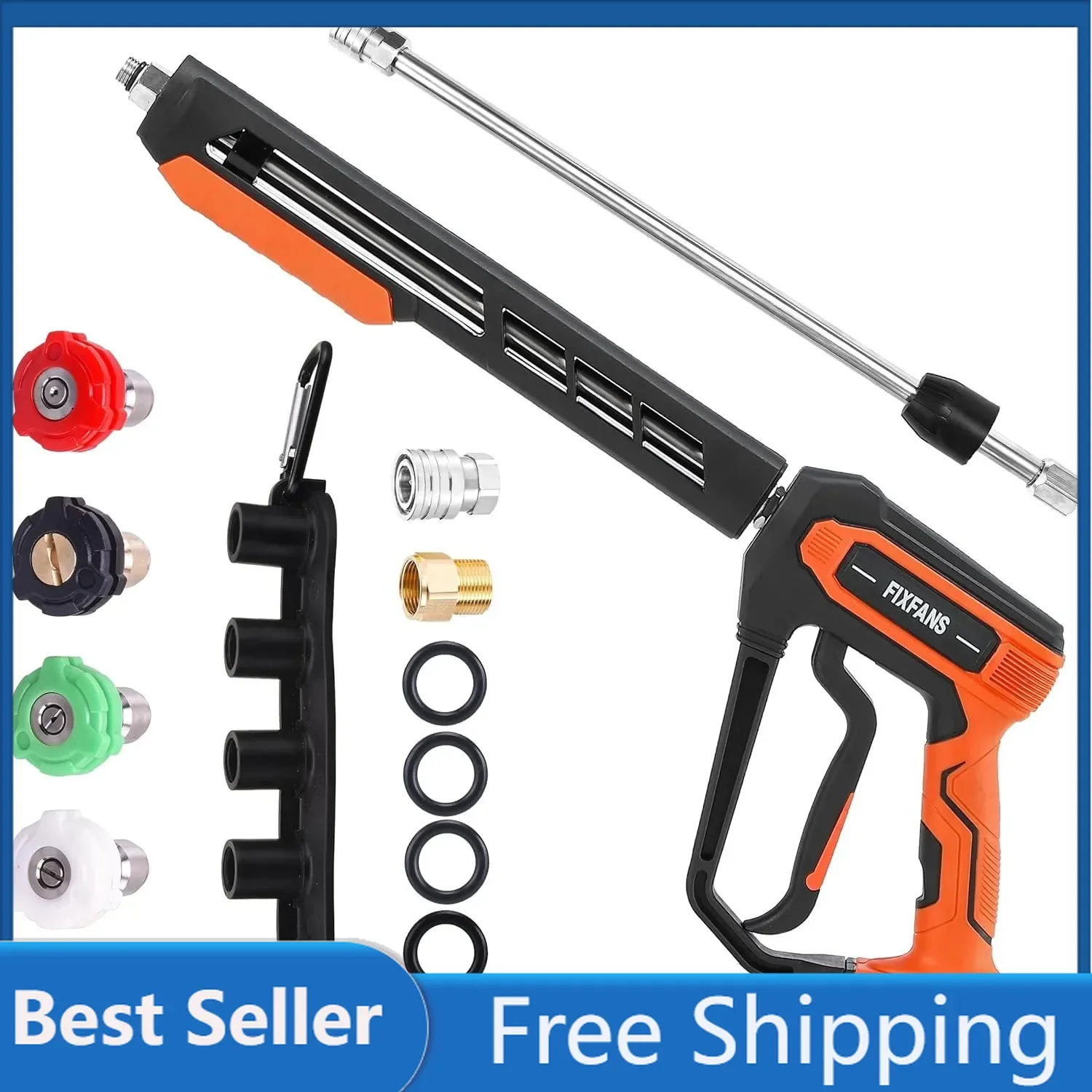 FIXFANS Pressure Washer Gun Kit, 4000PSI Power Washer Handle Gun with Replacement Wand Extension, High Pressure Spray Gun