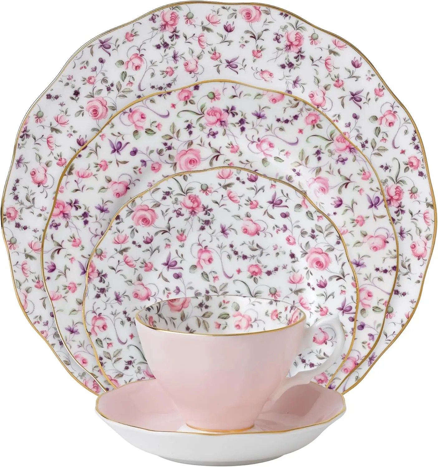 

Rose Confetti 5-Piece Place Setting, White, Pink, Purple, Green