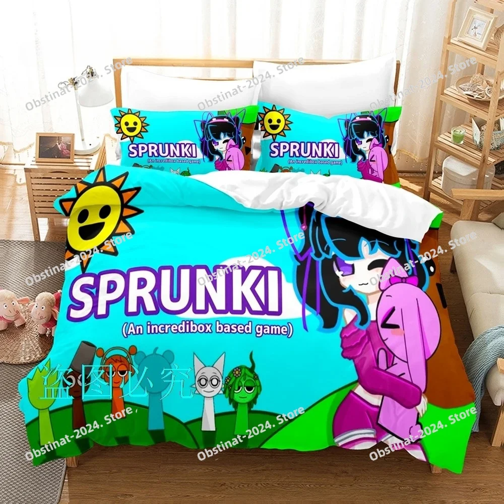 Sprunki Bedding Set Single Twin Full Queen King Size Bed Set Adult Kid Bedroom Duvetcover SetsSprunki  Anime parure de lit Bed