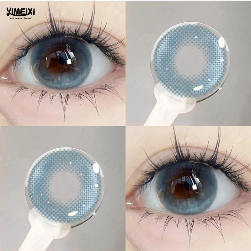 YIMEIXI 1Pair Blue Lenses Color Contact Lenses for Summer With Diopters Prescription Korean High Quality Lenses Soft Makeup Lens