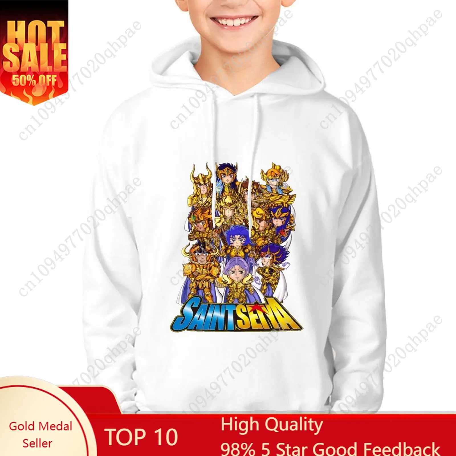 

Толстовка Saint Seiya для мальчиков и девочек, детская хлопковая толстовка высокого качества, легкие и удобные топы на заказ, весенне-осенние топы