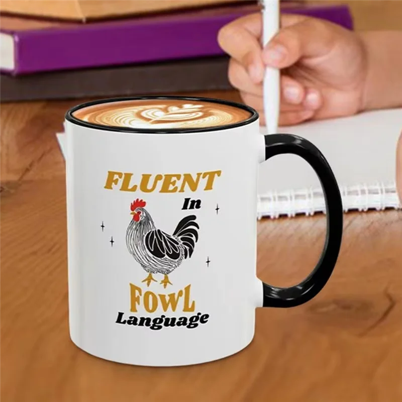 Taza de café A003, taza con patrón de pollo, tazas de café modernas de 11 Oz para té, leche, cacao, tazas de café grandes para el hogar