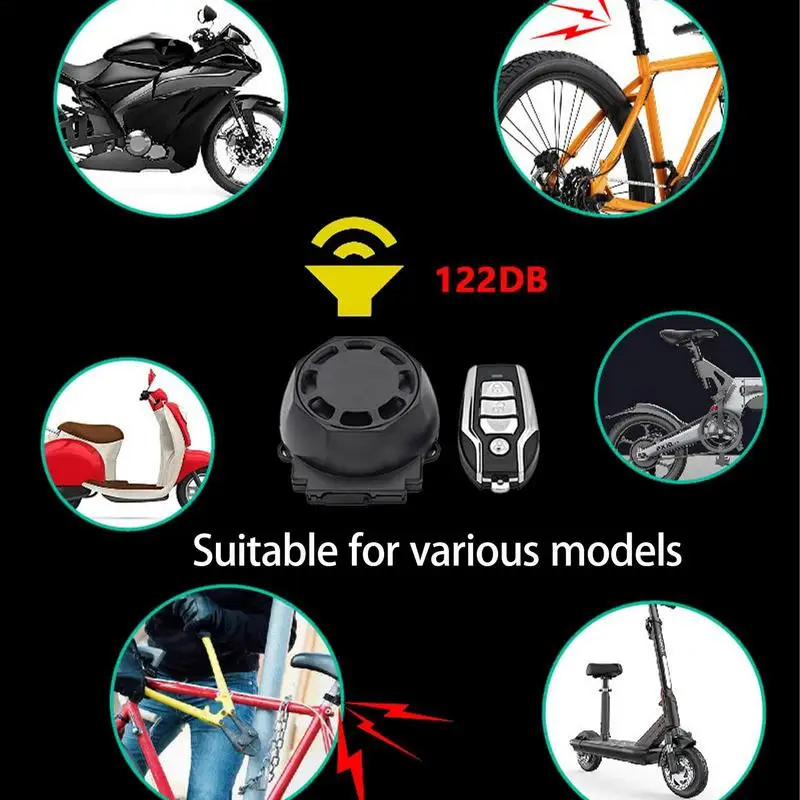 Vibration Sensing Bike Alarm Waterproof Motorcycle Bike Anti-Theft Alarm Wireless Remote Control Bicycle Security Alarm