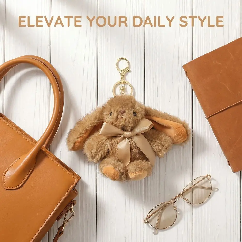 

New Cute Cartoon Rabbit Keychain Fur Pompom Easter Bunny Key Ring Colorful Decoration Animal Bag Charm