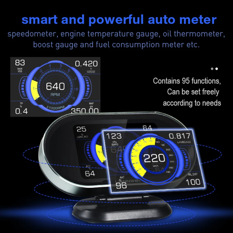 

KONNWEI KW206 OBD 2, бортовой компьютер, автомобильный цифровой компьютер OBD2, сканер, потребление топлива, датчик температуры воды, дисплей